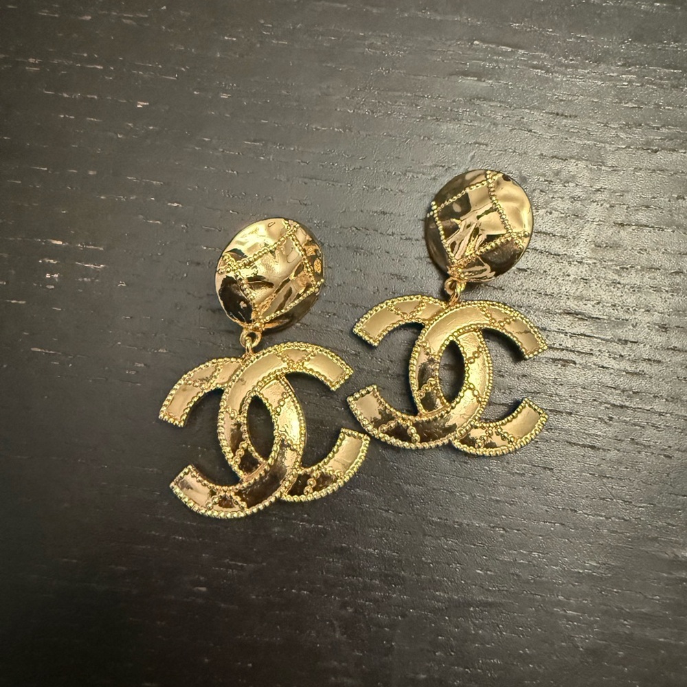 CHANEL Gold Double C Earrings